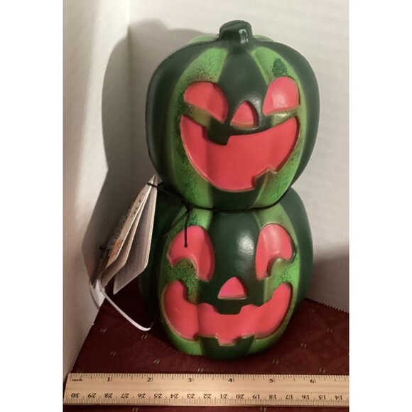 Stacked Halloween Pumpkin Decor With Smiling Faces - Picture 4 of 5